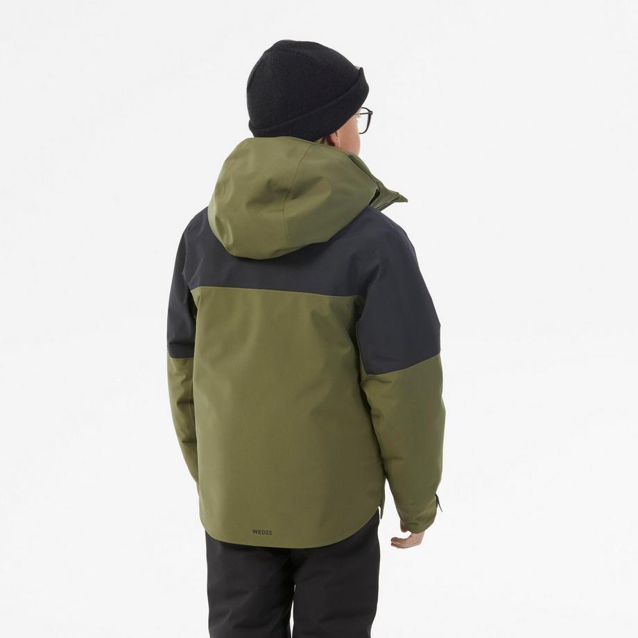 WEDZE Kinder warme wasserdichte Skijacke 900 Khaki  