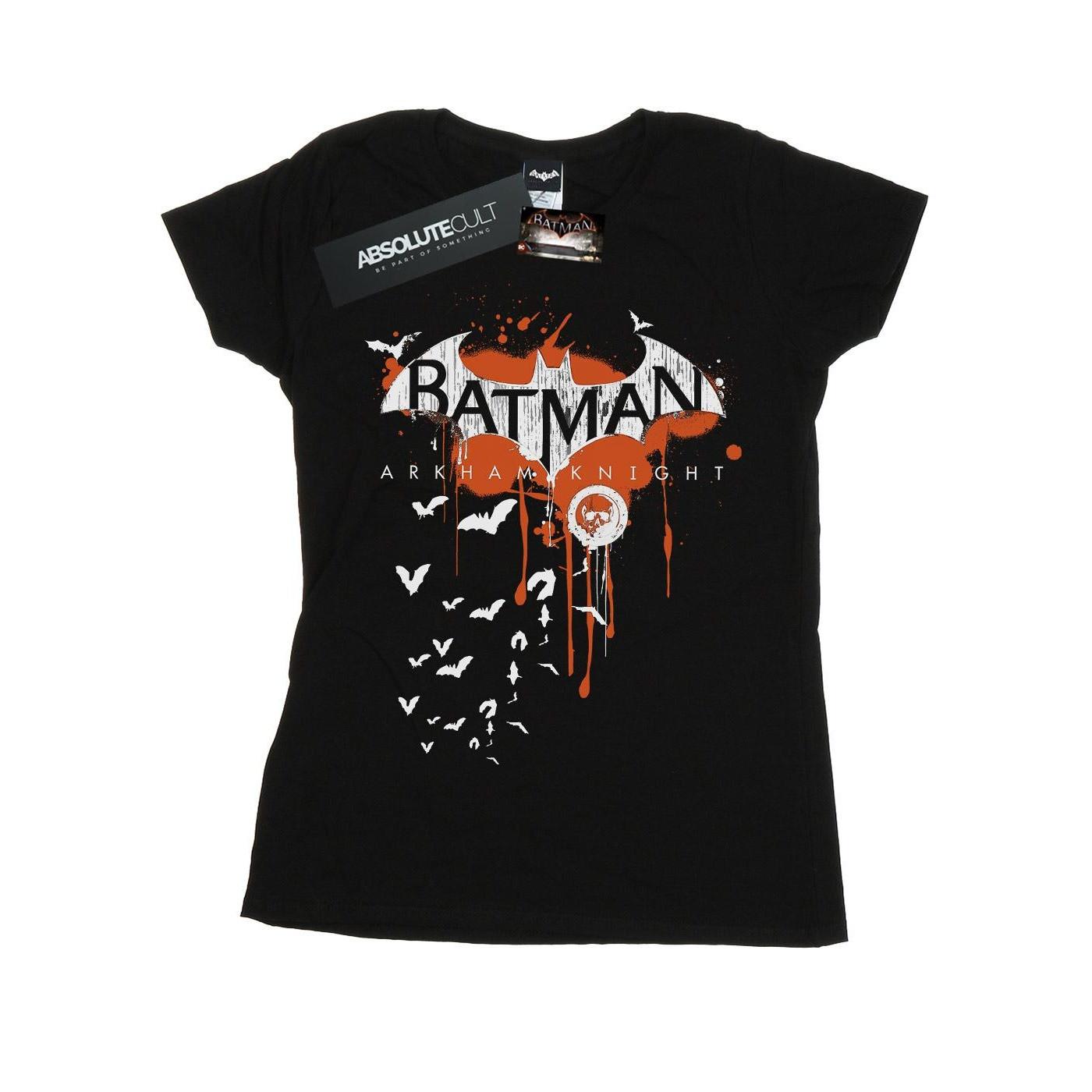 Image of Batman Arkham Knight Halloween Logo Art Tshirt Damen Schwarz M