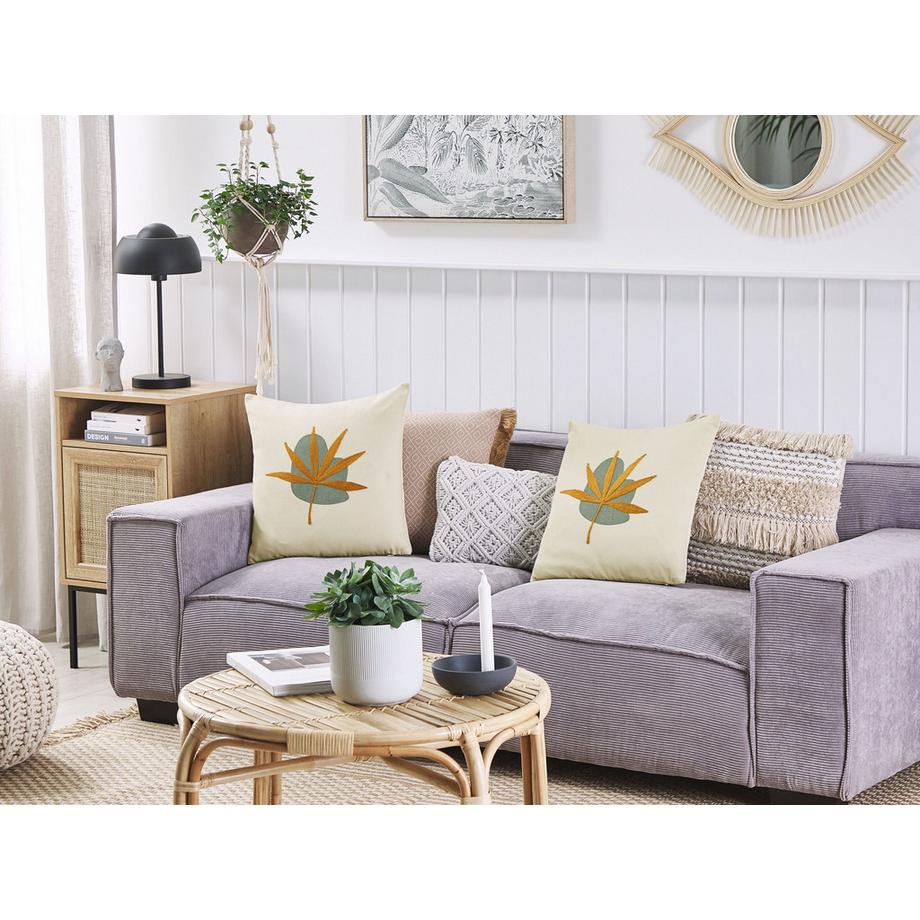 Beliani Dekokissen 2er Set aus Baumwolle Retro DAVALLIA  