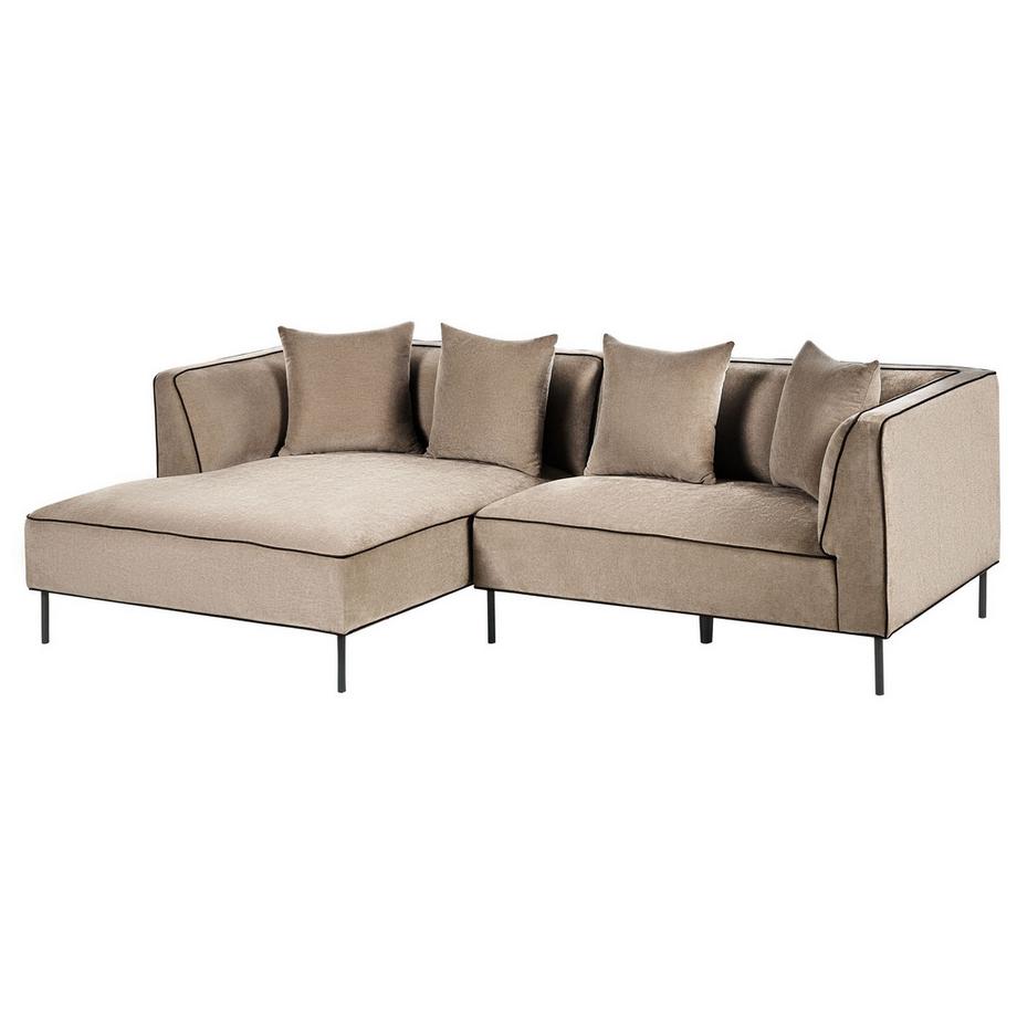 Beliani Rechtsseitiges Ecksofa aus Chenillegewebe Rustikal SATER  