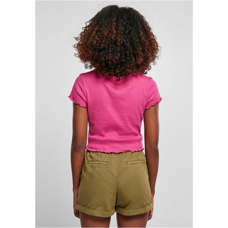 URBAN CLASSICS T-Shirt a Costine Maniche Corte con Bottoni  