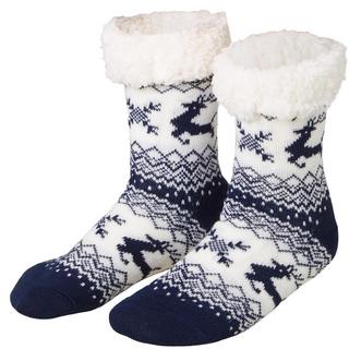 Tectake  Chaussettes douillettes avec motif de renne bleu-blanc 