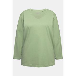 Ulla Popken  Shirt, V-Ausschnitt, Relaxed, Langarm 