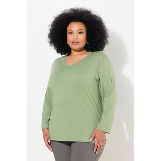 Ulla Popken  Shirt, V-Ausschnitt, Relaxed, Langarm 