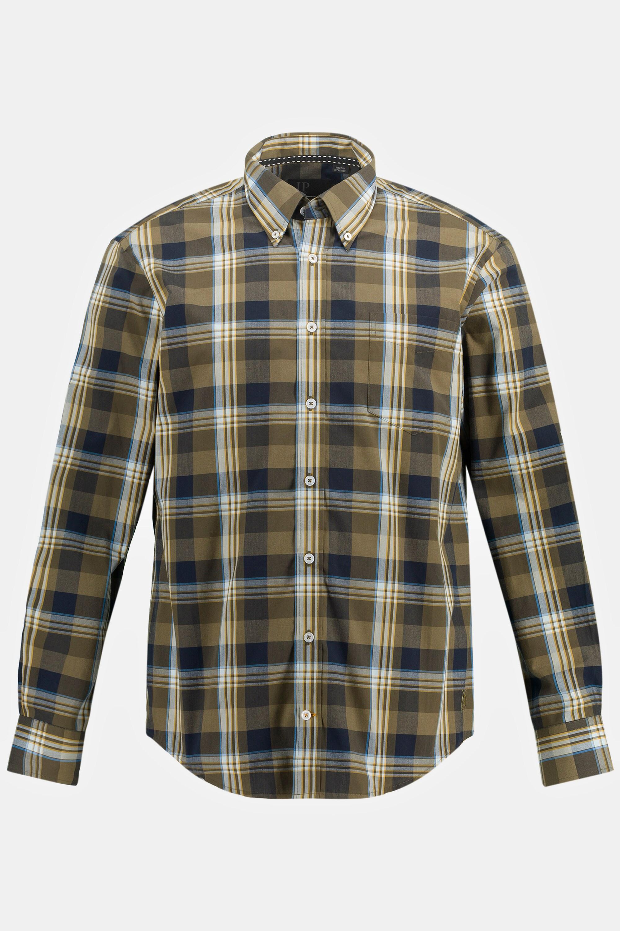 JP1880  Camicia a quadri dalla vestibilità moderna con maniche lunghe e colletto button-down, fino alla tg. 8XL 