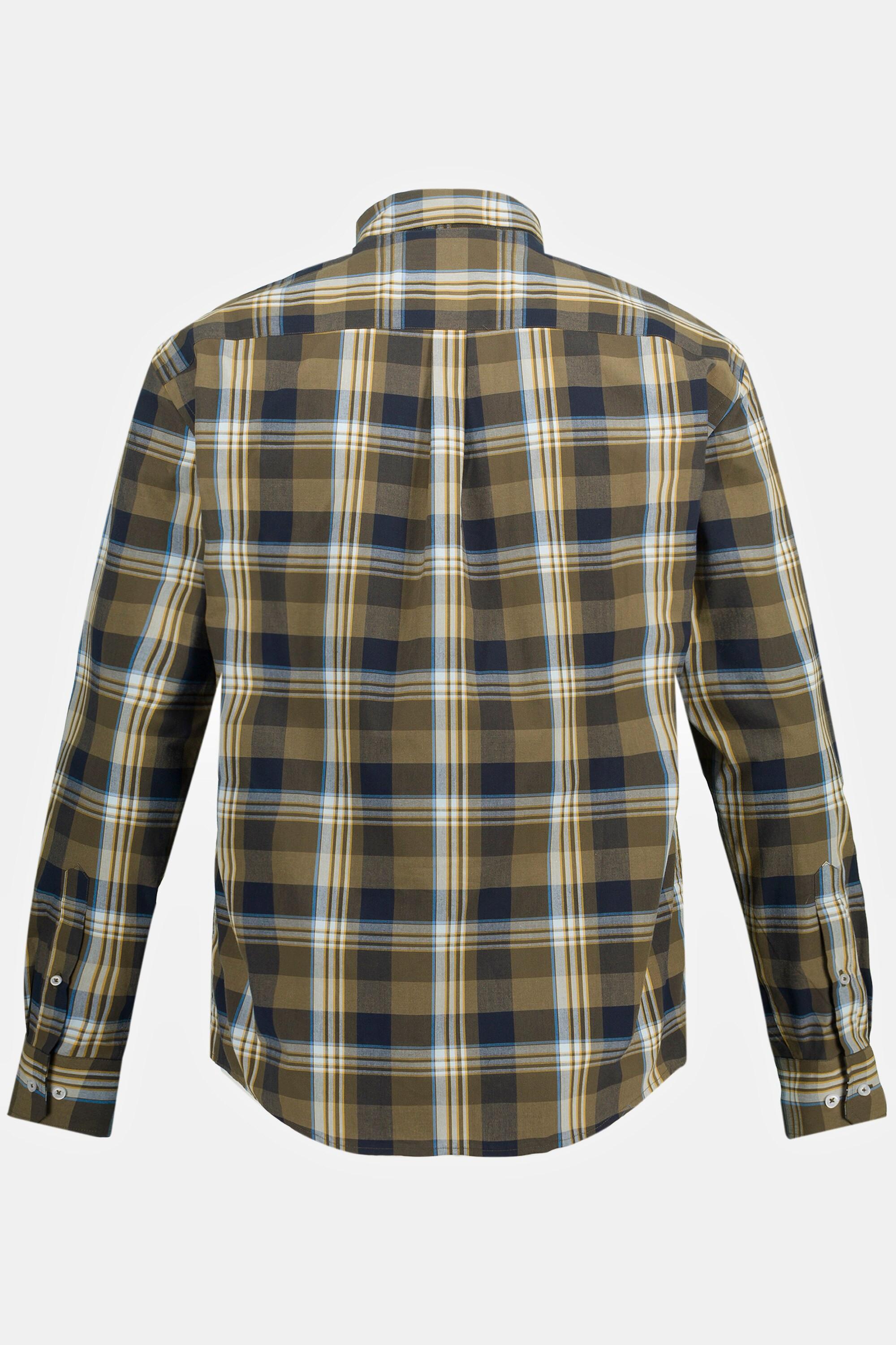 JP1880  Camicia a quadri dalla vestibilità moderna con maniche lunghe e colletto button-down, fino alla tg. 8XL 