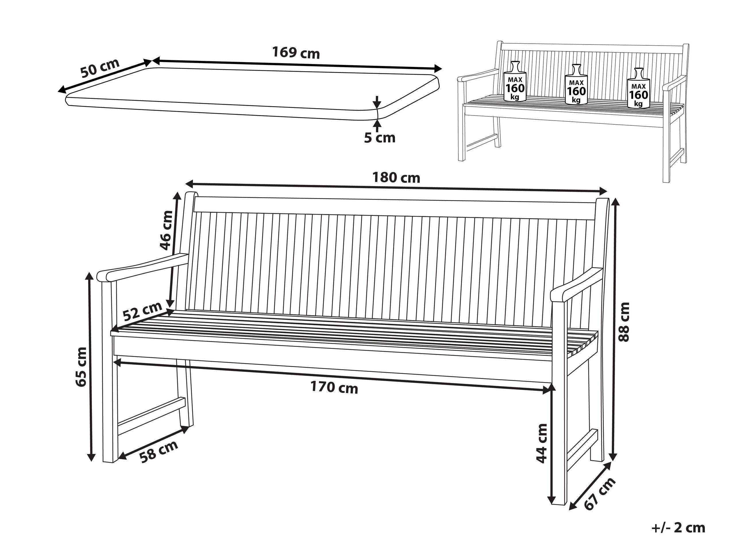 Beliani Banc de jardin en Bois d'acacia certifié FSC® Rustique VIVARA  