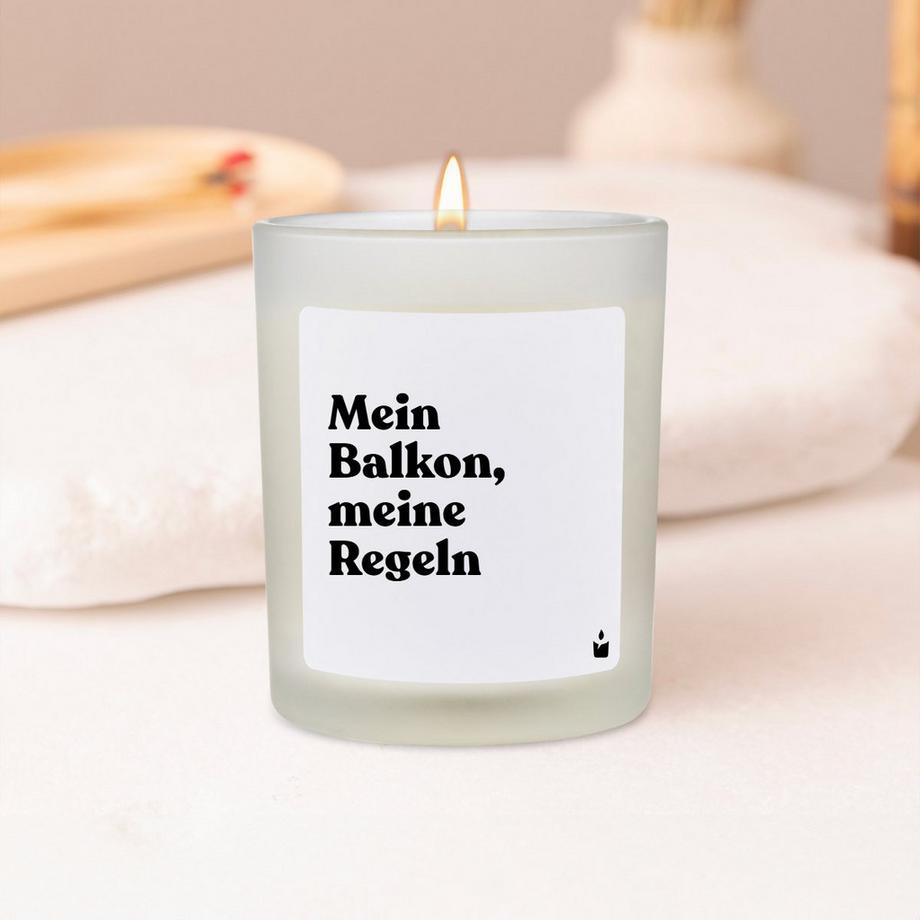 CandleHand Duftkerze Woody Mein Balkon, meine Regeln  