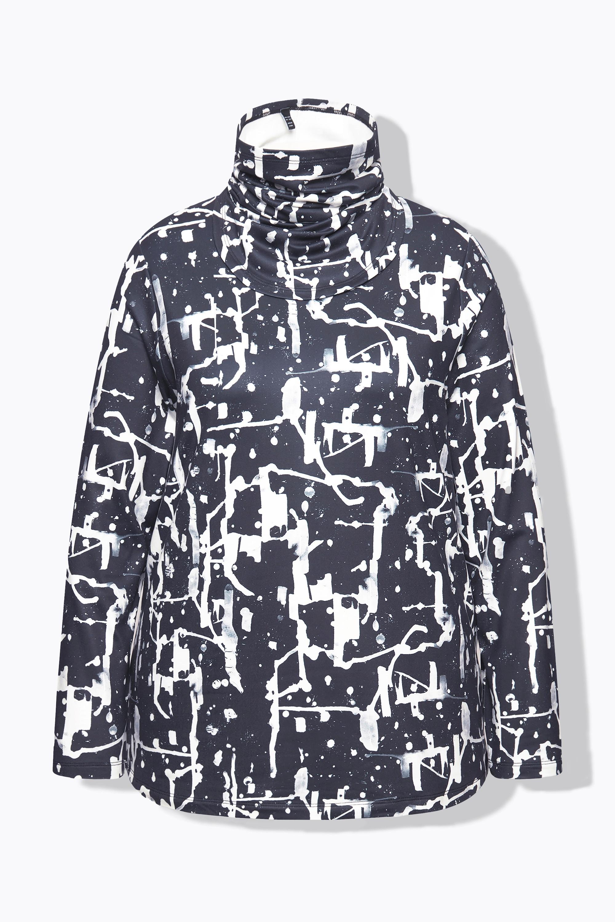 Ulla Popken Maglia Funzionale Sciarpa ad Anello Scollo a V Maniche Lunghe Riciclata  