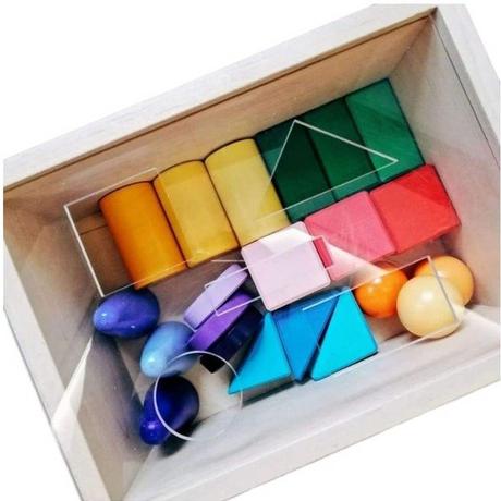 Montessori  Montessori Sorter Holz, Farbige Steckspielzeug Geometrische Lernspielzeug 