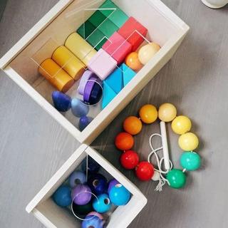 Montessori  Trieur Montessori en bois, Jouets à emboîter colorés Géométriques Jouets éducatifs 