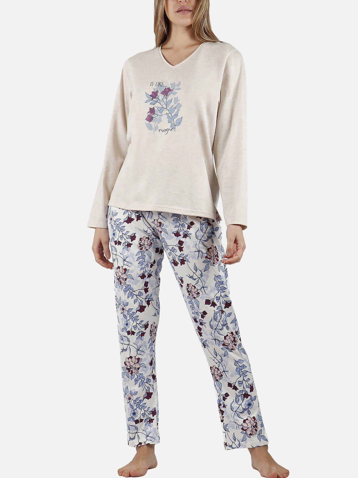 Image of Pyjama Hausanzug Hose Top Langarm It Is Like Magic Unisex Elfenbein L