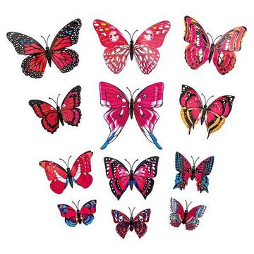 12 farfalle di carta 3D decorative rosa per pareti