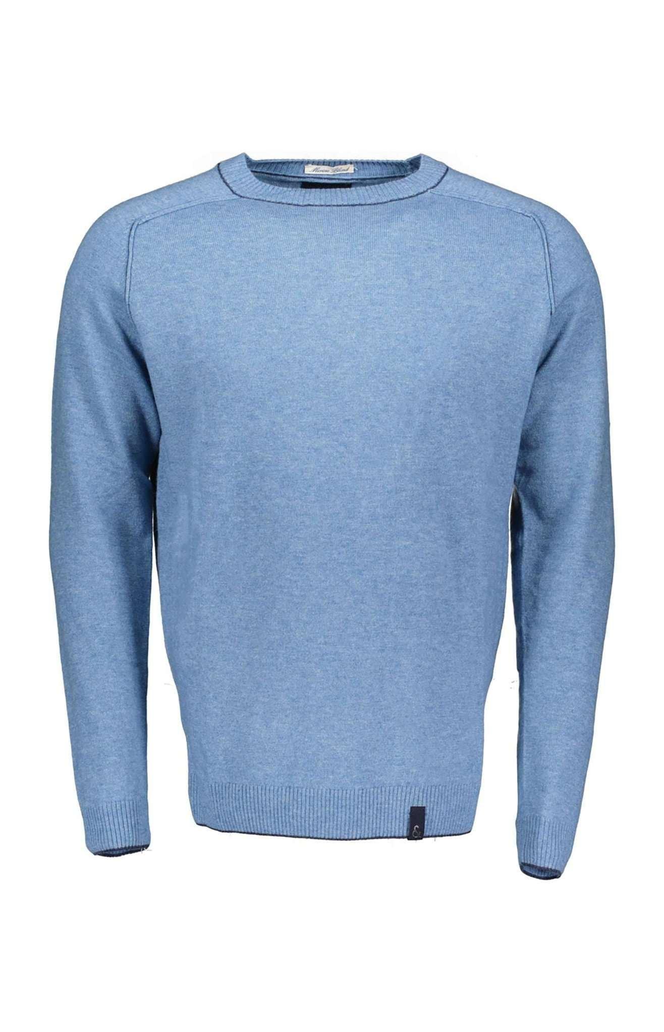 Image of Pullover Roundneck-merino Blend Herren Blau L