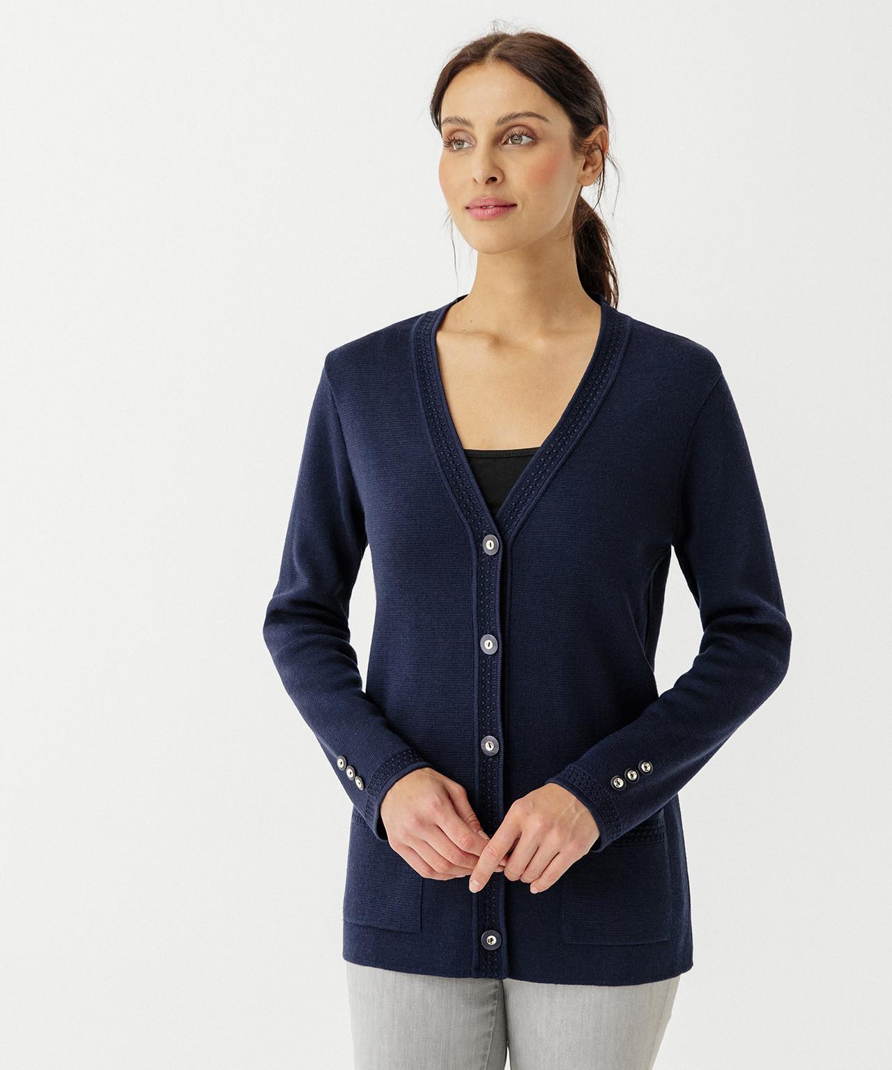 Image of Jacke Aus Milanostrick, 50 % Merinowolle. Unisex Blau 34-36