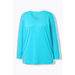 Ulla Popken  Shirt, V-Ausschnitt, Relaxed, Langarm 