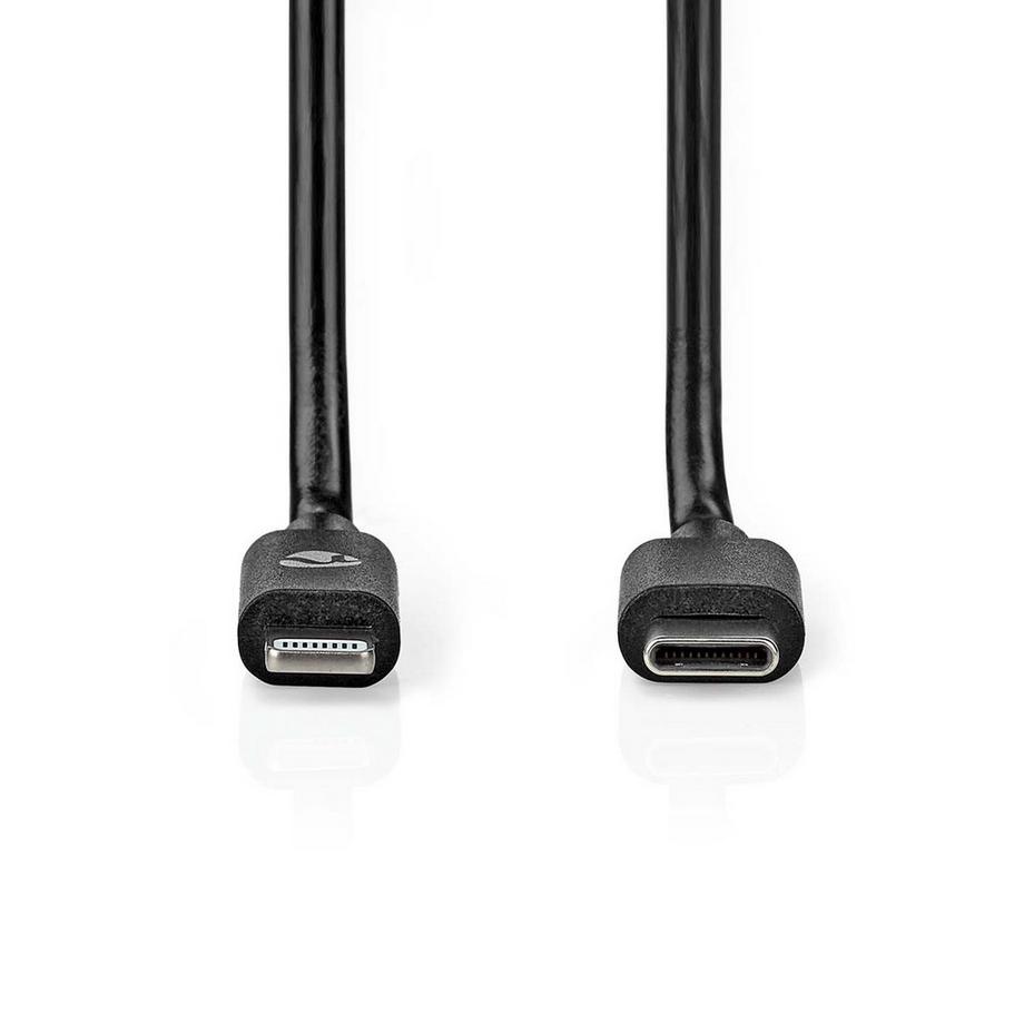 Nedis  Câble Lightning | USB 2.0 | Apple Lightning, 8 broches | USB-C™ mâle | 480 Mbps | Nickelé | 2,00 m | Rond | PVC | Noir | Enveloppe 