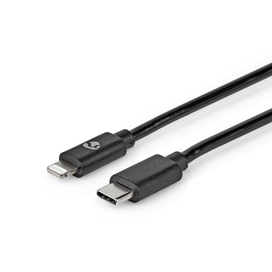 Nedis  Câble Lightning | USB 2.0 | Apple Lightning, 8 broches | USB-C™ mâle | 480 Mbps | Nickelé | 2,00 m | Rond | PVC | Noir | Enveloppe 