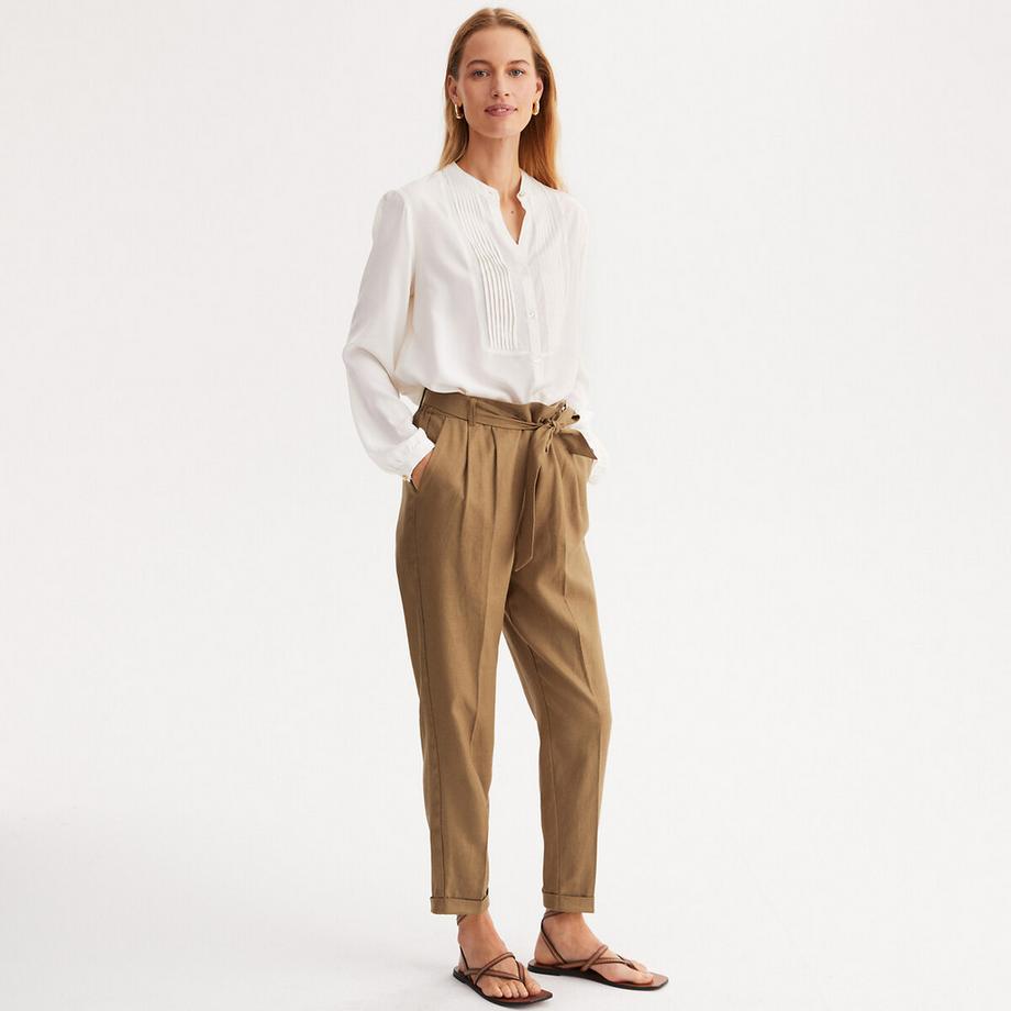 Bluse mit rundem Ausschnitt und langen Ärmeln