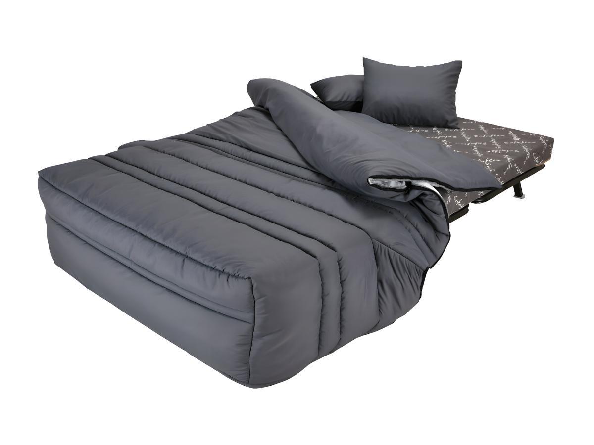 Vente-unique Schlafsofa Klappsofa - Schließhilfe - Baumwolle - 140 x 190 cm - Grau - CANYON III  