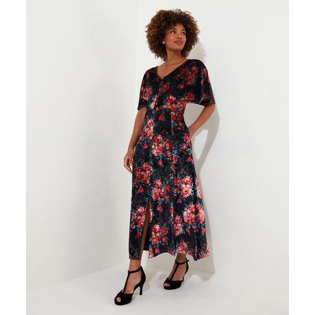 Joe Browns  Velours-Kleid mit Blumenmuster und Bindegürtel 