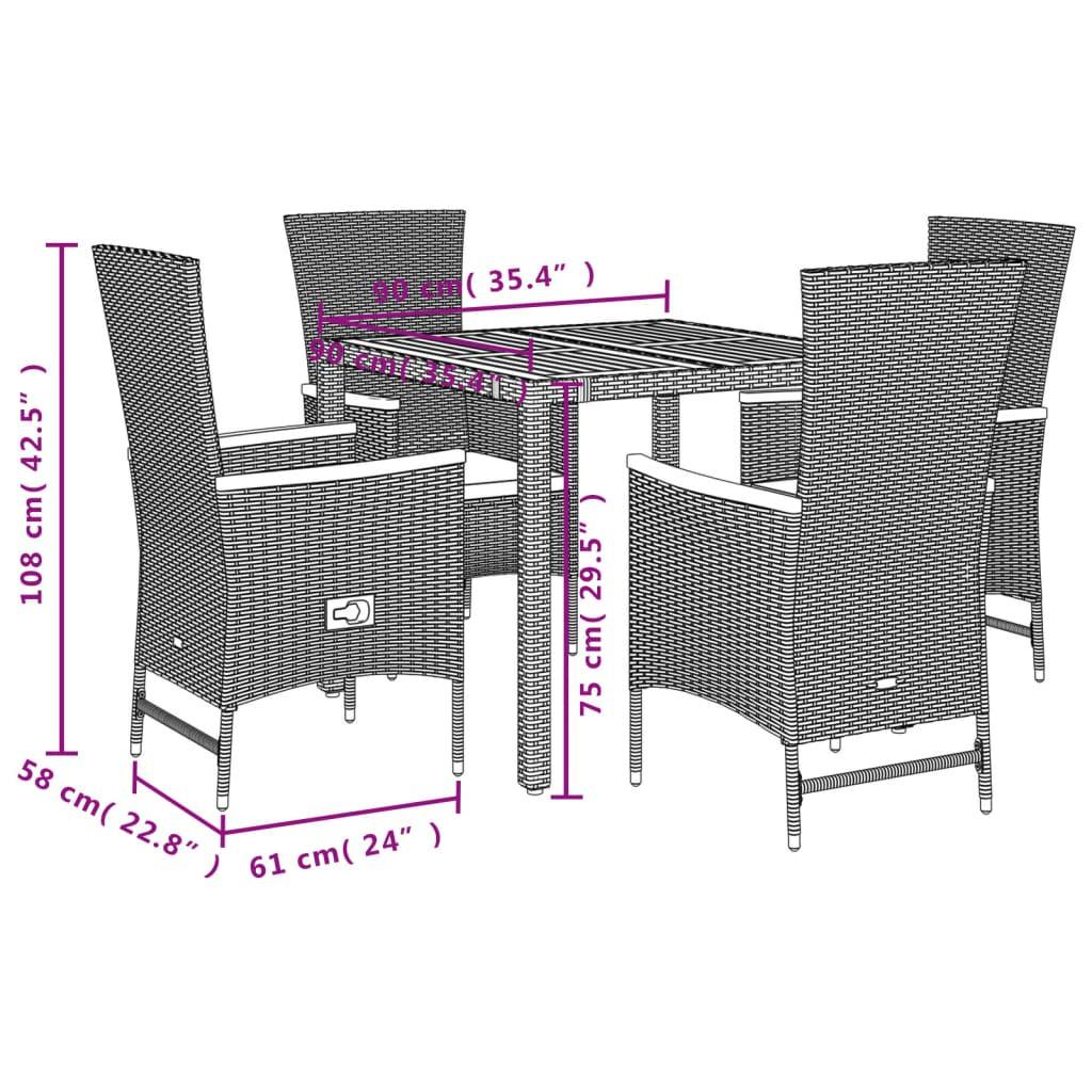 VidaXL Ensemble de salle à manger de jardin rotin synthétique  