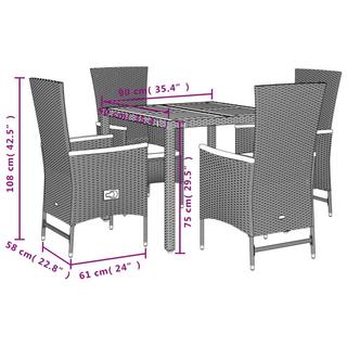 VidaXL Ensemble de salle à manger de jardin rotin synthétique  