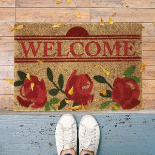 Northix Fußmatte Kokosfaser mit Rosen  