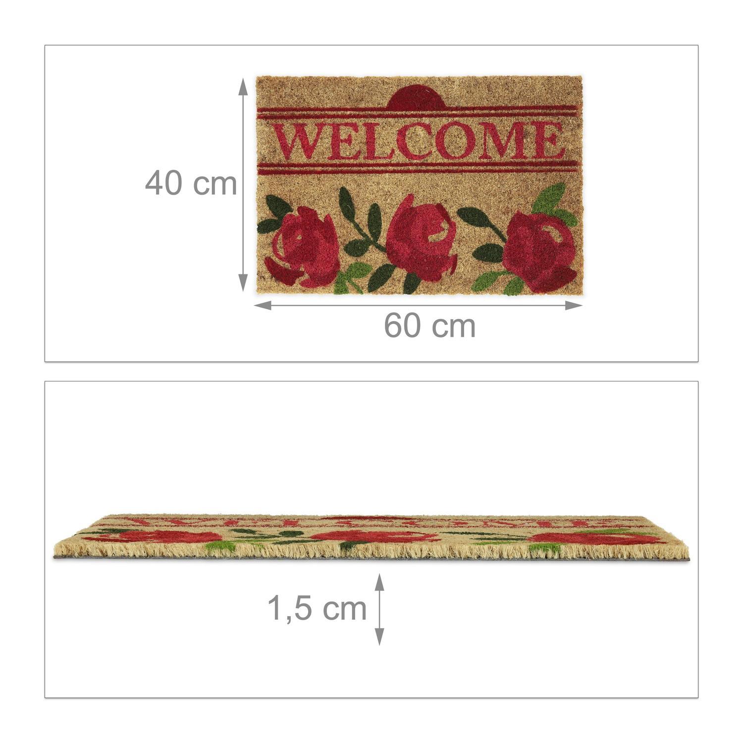 Northix Fußmatte Kokosfaser mit Rosen  