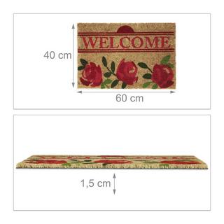 Northix Fußmatte Kokosfaser mit Rosen  