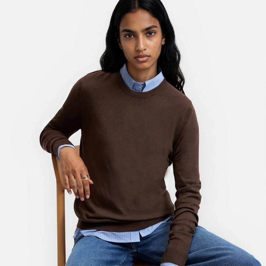 Pullover mit Rundhalsausschnitt und langen Ärmeln aus Feinstrick