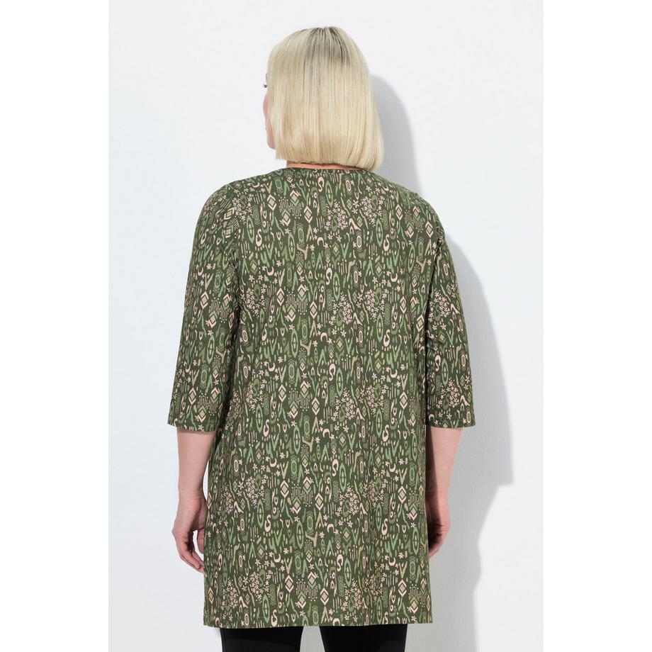 Ulla Popken T-shirt long A-ligne col en V manches 3/4  