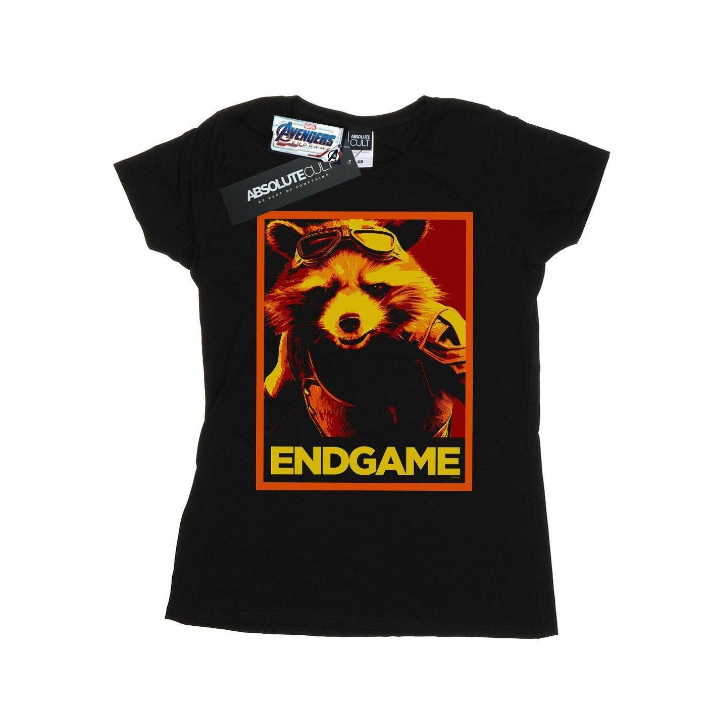 Image of Avengers Endgame Rocket Poster Tshirt Damen Schwarz M