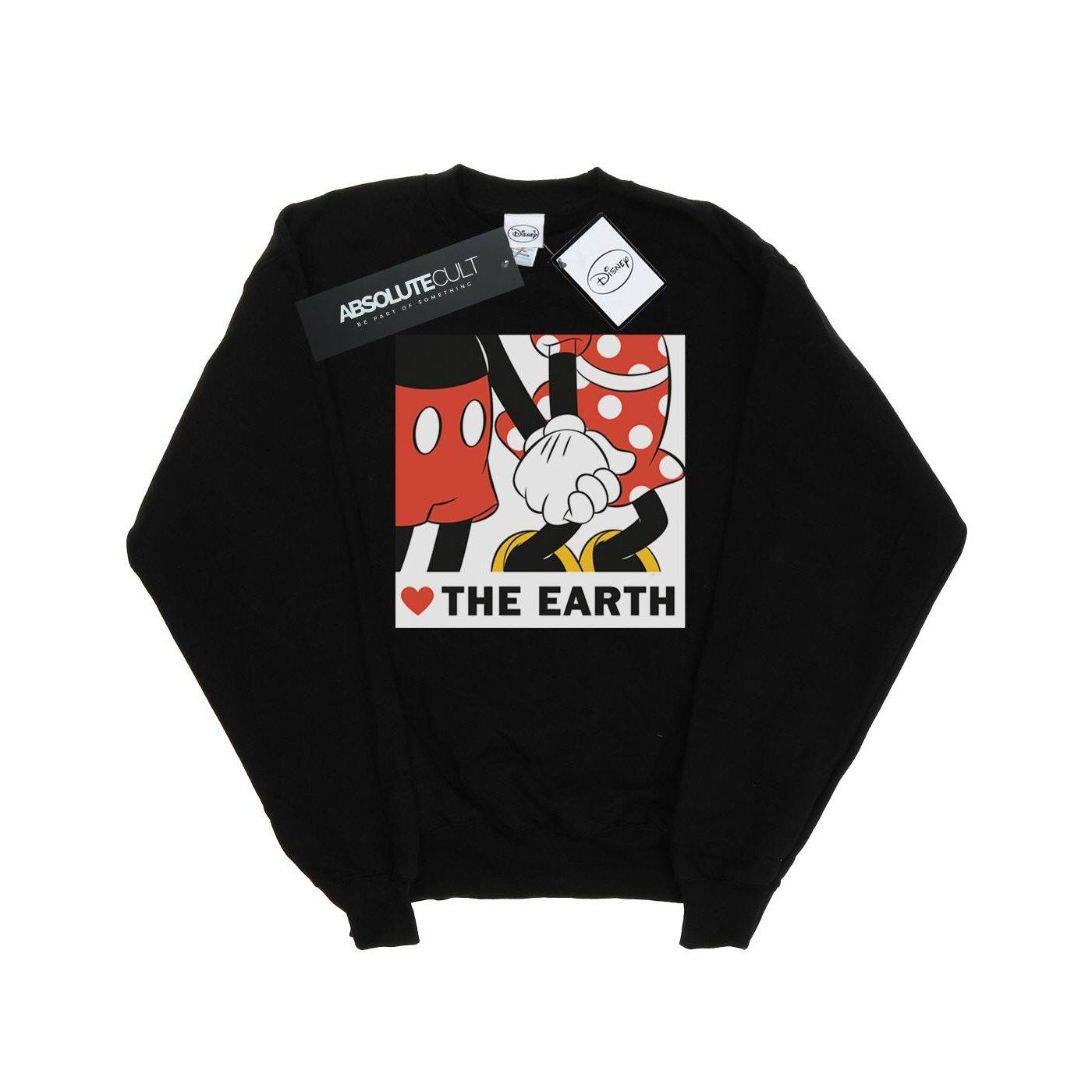 Image of Mickey Mouse Heart The Earth Sweatshirt Herren Schwarz L