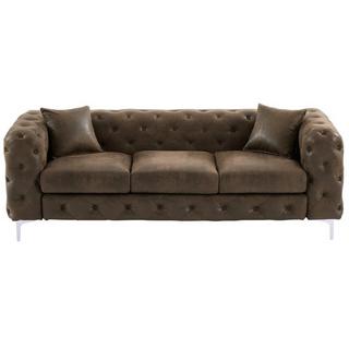 Vente-unique Chesterfield Couchgarnitur 3+2 - Mikrofaser - Vintage-Leder-Optik - EDWINA  