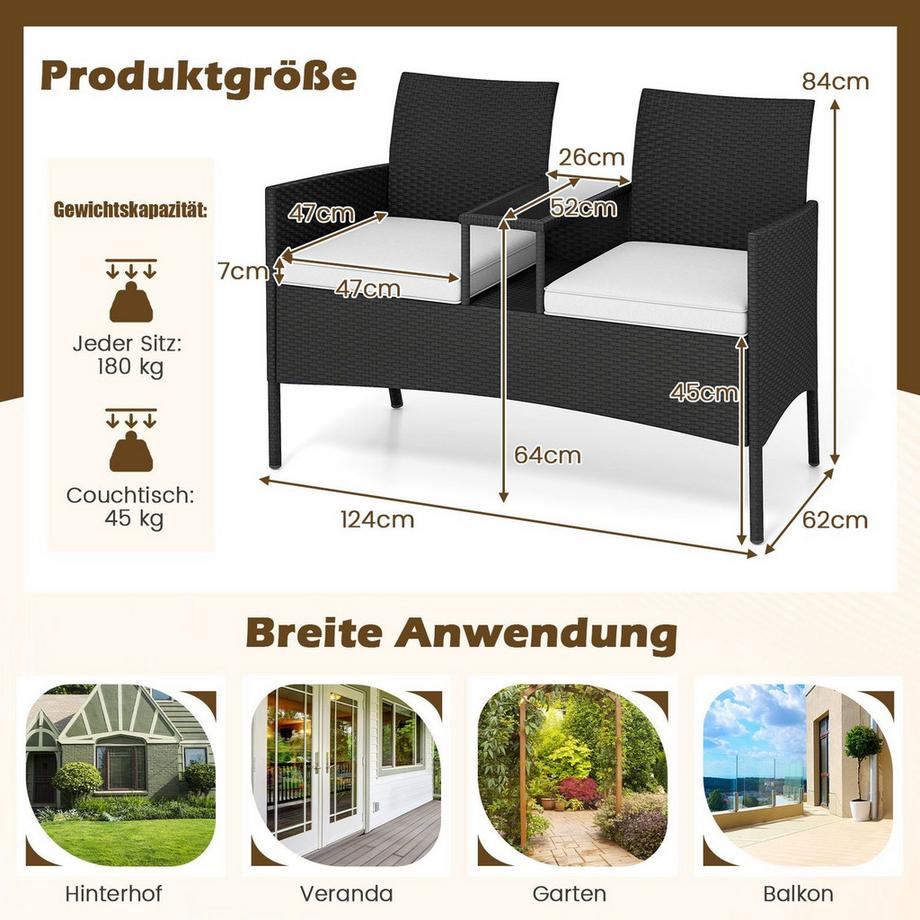 Northix Banc d'extérieur 2 places avec table  
