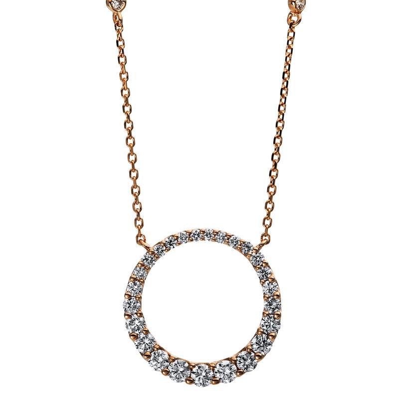 Image of Collier 750/18k Rotgold Kreis Diamant 0.88ct. 42 Cm Damen Gold 42cm