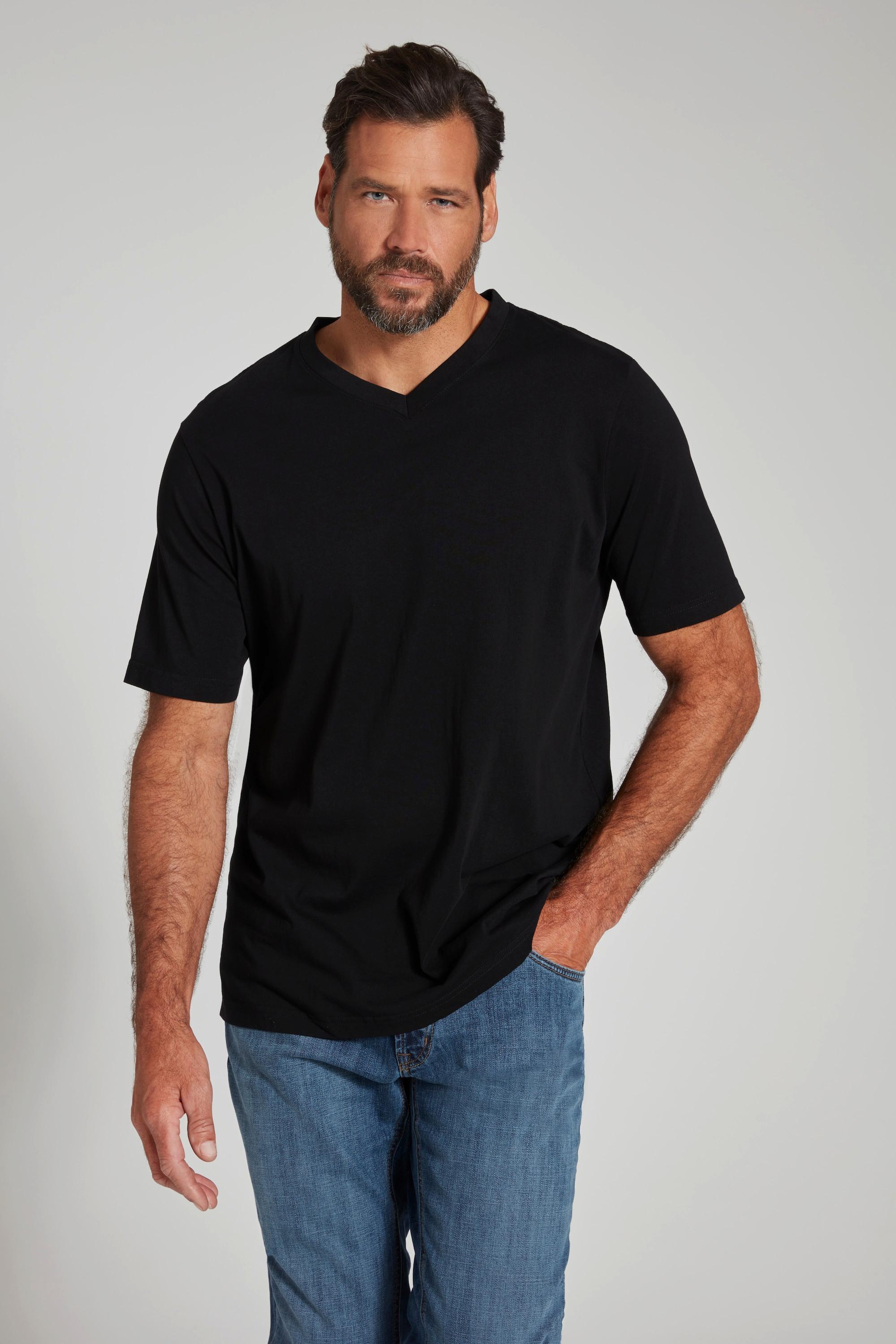 JP1880  T-shirt basic con scollo a V nero 