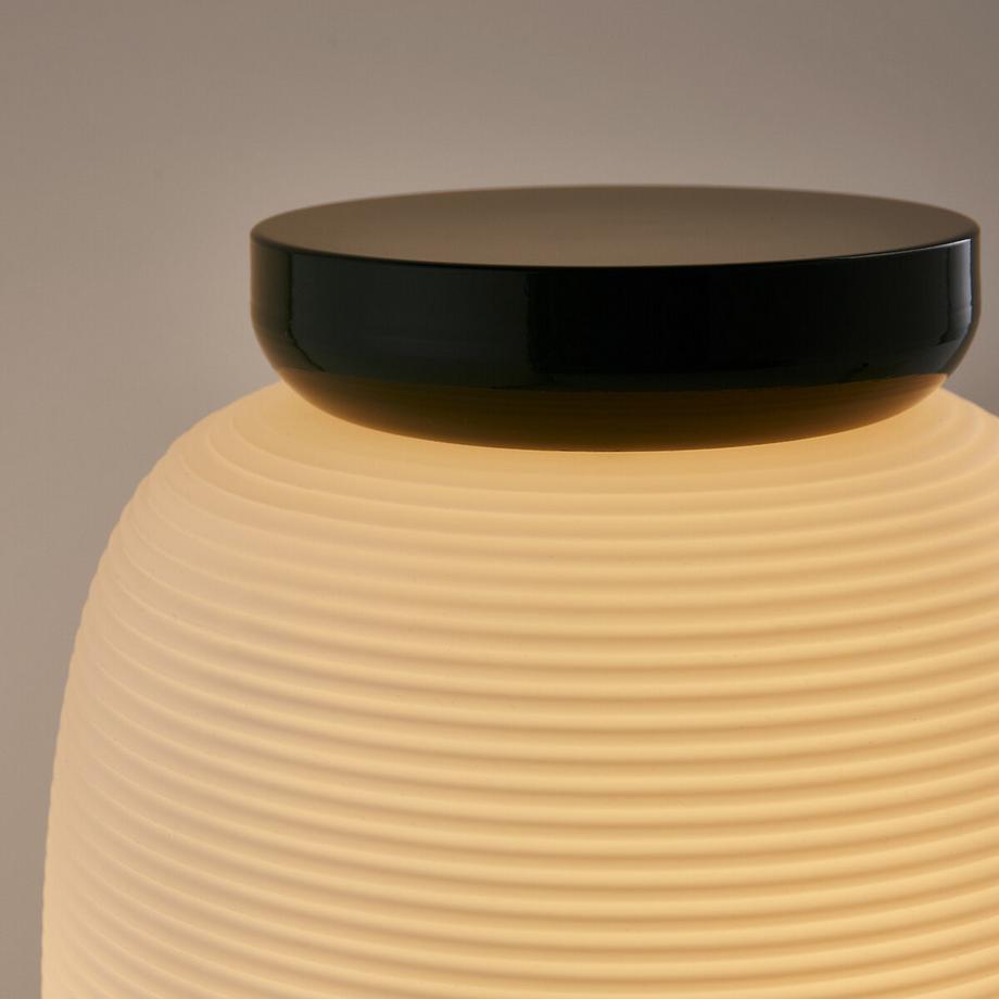 La Redoute Intérieurs Tischlampe TILAN aus gerilltem Opalglas und Eisenmetall  