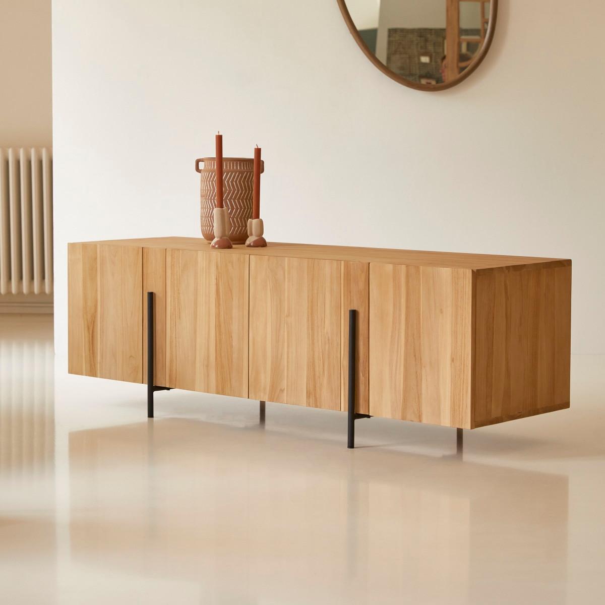 Tikamoon  Buffet bas en teck massif 165 cm Honorine 