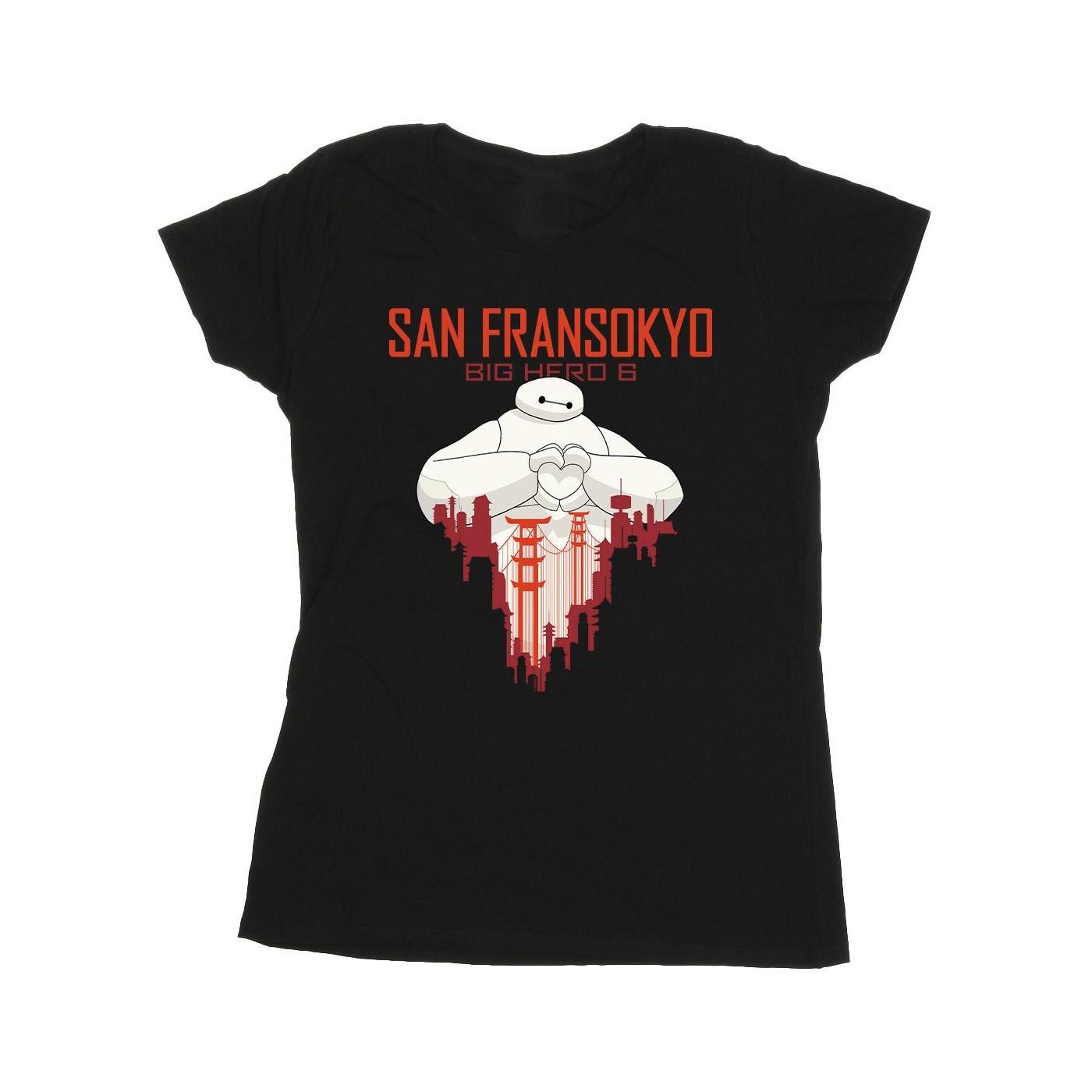 Image of Big Hero 6 Baymax San Fransokyo Heart Tshirt Damen Schwarz S