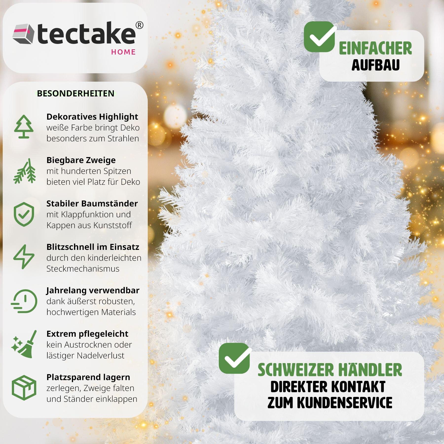 Tectake Sapin de Noël artificiel avec support métallique blanc  