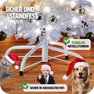Tectake Albero di Natale artificiale bianco con sostegno in metallo  