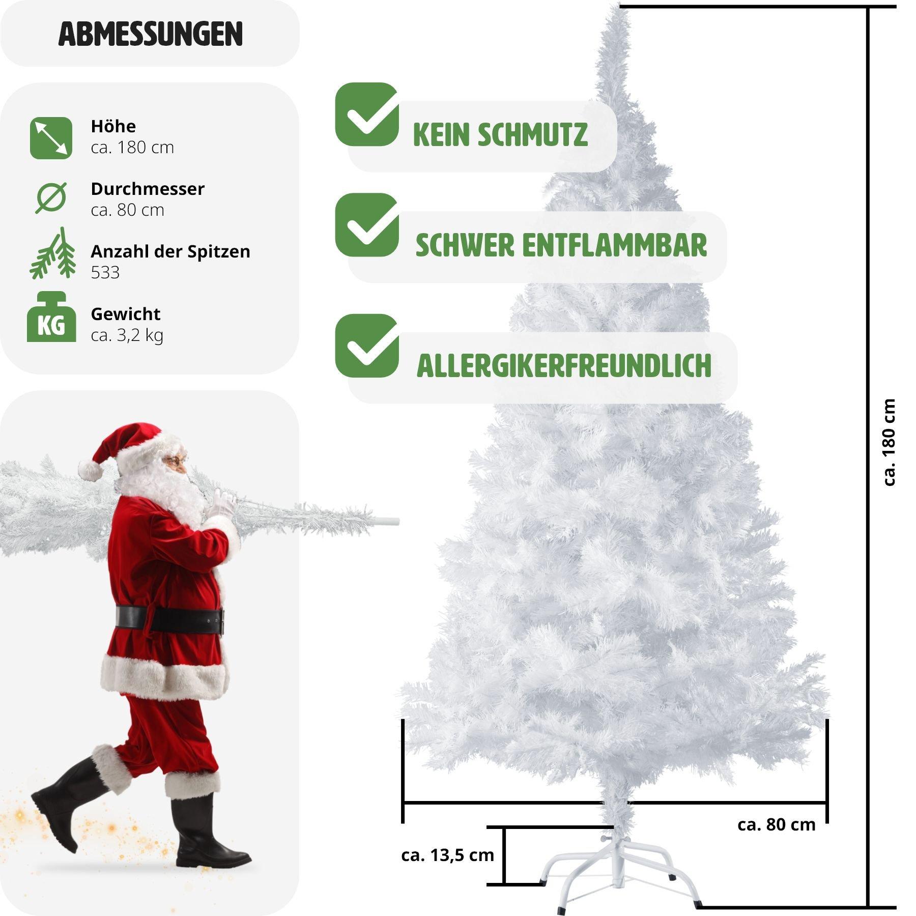 Tectake Weihnachtsbaum künstlich mit Metallständer weiss  