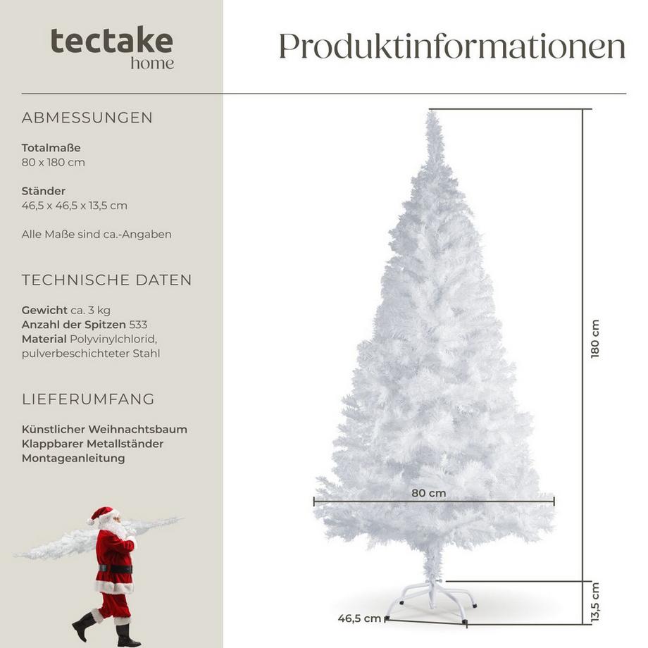 Tectake Sapin de Noël  artificiel 150 cm blanc  