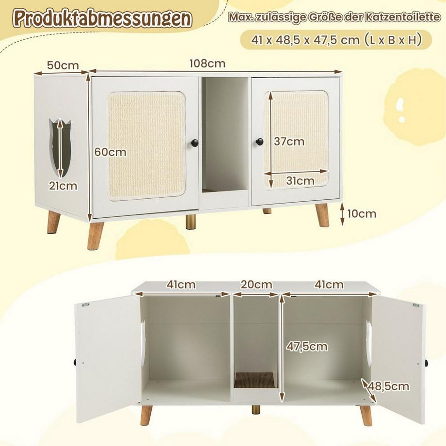 Northix Katzentoilettenschrank mit Türen  