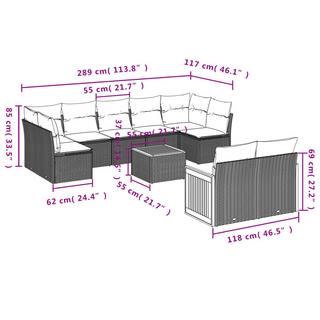 VidaXL Ensemble de canapés de jardin rotin synthétique  