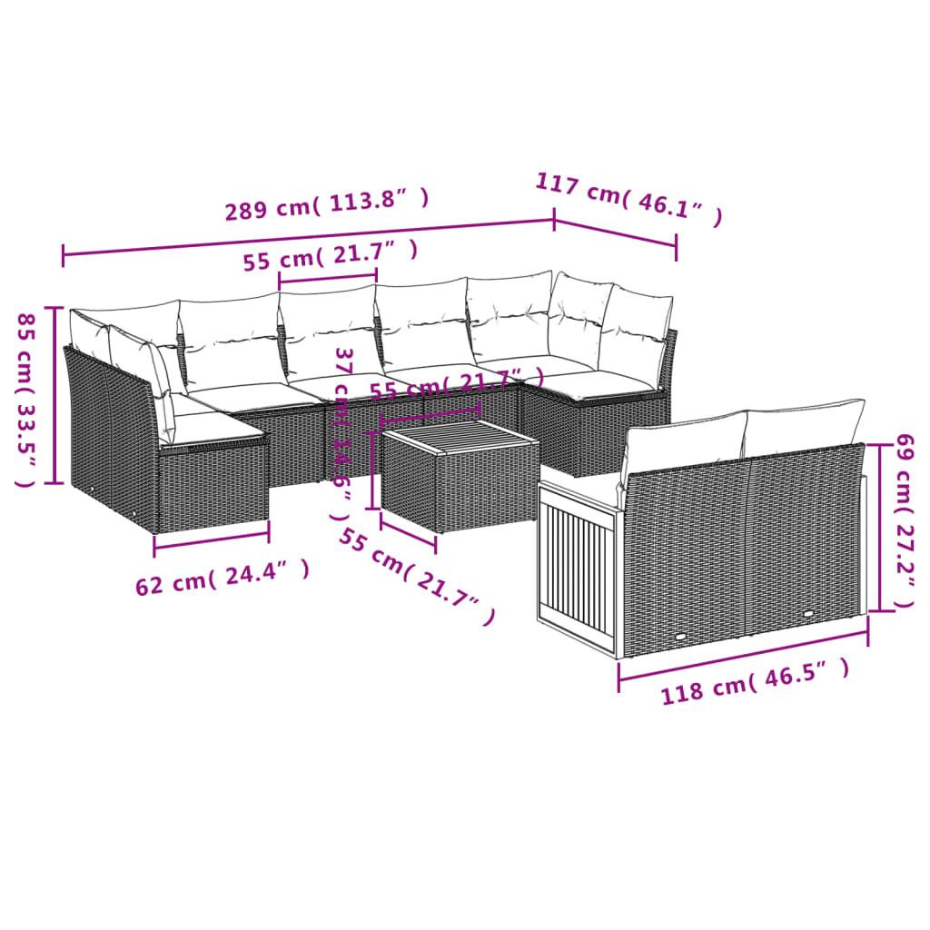 VidaXL Ensemble de canapés de jardin rotin synthétique  