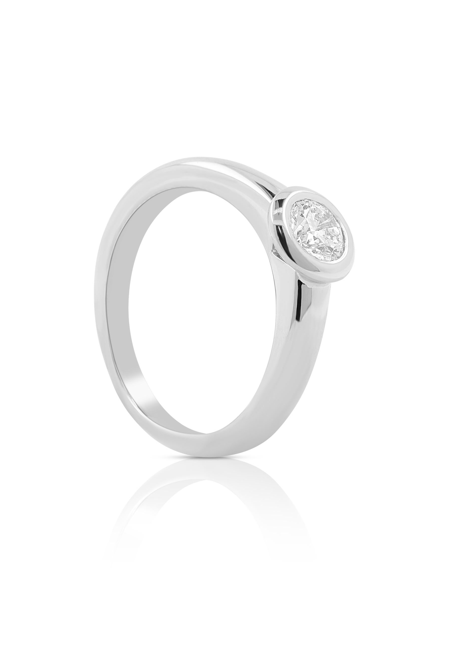 Image of Solitaire Ring Diamant 0.40ct. Weissgold 750 Damen Silber 52