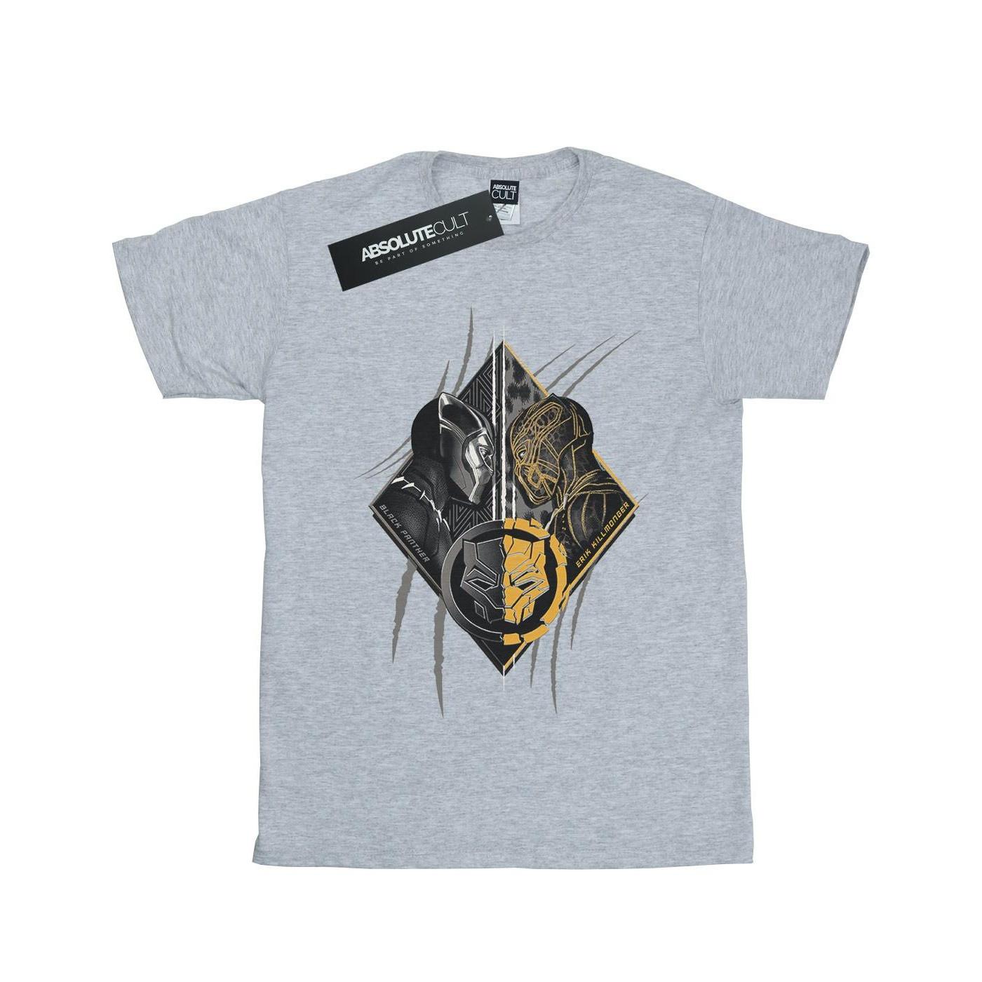 Image of Black Panther Vs Killmonger Tshirt Damen Grau 3XL